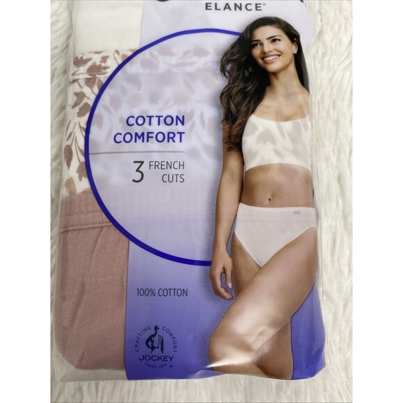 Jockey Elance Underwear French Cuts 100% Cotton Comfort 3 Pack Pink Floral White - Picture 4 of 10